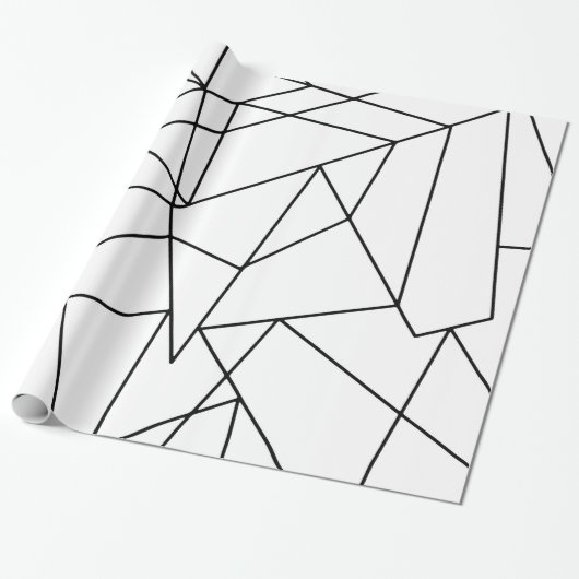 Eenvoudig modern zwart-wit geometrisch patroon cadeaupapier (Uitgerold)