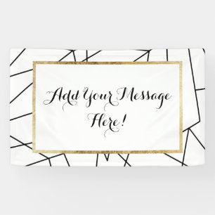 Eenvoudig modern zwart-wit geometrisch patroon spandoek