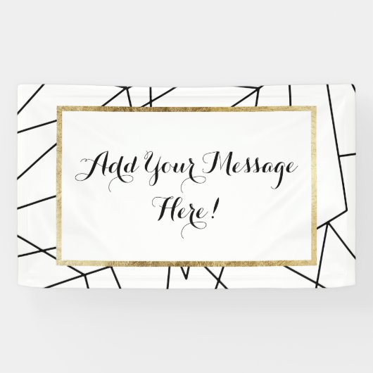 Eenvoudig modern zwart-wit geometrisch patroon spandoek (Horizontaal)