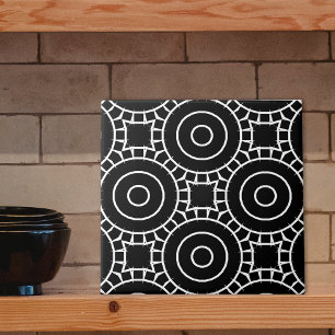 Eenvoudig modern zwart-wit geometrisch patroon tegeltje