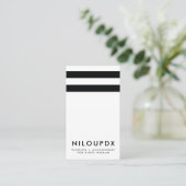 Eenvoudig Modern Zwart Wit Gestreept Visitekaartje (Staand voorkant)