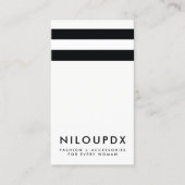 Eenvoudig Modern Zwart Wit Gestreept Visitekaartje (Voorkant)