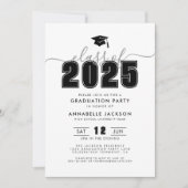 Eenvoudig Modern Zwart Wit Graduation Party Kaart (Voorkant)