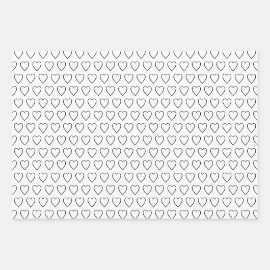 Eenvoudig modern zwart-wit hartenpatroon schattig inpakpapier vel (Voorkant 3)