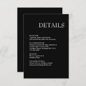 Eenvoudig modern zwart-wit huwelijk informatiekaartje (Voorkant / Achterkant)