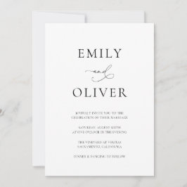 Eenvoudig modern zwart-wit huwelijk kaart