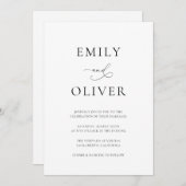 Eenvoudig modern zwart-wit huwelijk kaart (Voorkant / Achterkant)