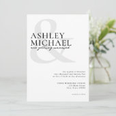 Eenvoudig modern zwart-wit huwelijk kaart (Staand voorkant)