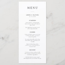 Eenvoudig modern zwart-wit huwelijk menu