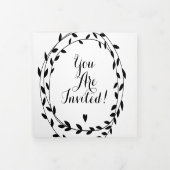 Eenvoudig modern zwart-wit huwelijk met Tri-Fold I Drieluik Uitnodiging (Cover)