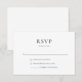 Eenvoudig Modern Zwart & Wit I RSVP Reageer Kaart (Voorkant / Achterkant)