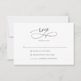 Eenvoudig Modern Zwart & Wit II RSVP antwoord Kaar