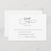 Eenvoudig Modern Zwart & Wit II RSVP antwoord Kaar (Voorkant / Achterkant)