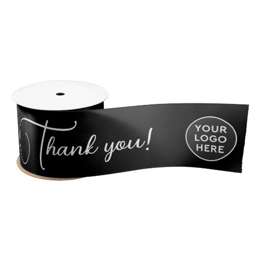 Eenvoudig Modern Zwart Wit Logo Zakelijk Script Satijnen Lint (Spoel)