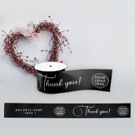 Eenvoudig Modern Zwart Wit Logo Zakelijk Script Satijnen Lint