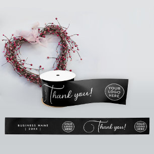 Eenvoudig Modern Zwart Wit Logo Zakelijk Script Satijnen Lint