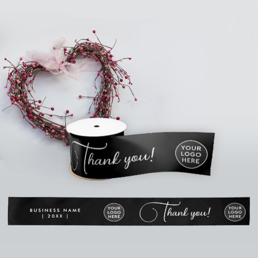 Eenvoudig Modern Zwart Wit Logo Zakelijk Script Satijnen Lint