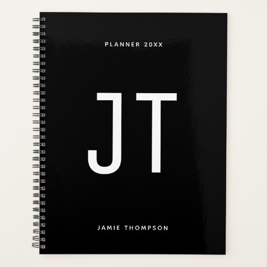 Eenvoudig modern zwart-wit minimalistisch zwart-wi planner (Voorkant)