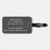 Eenvoudig modern zwart-wit monogram bagagelabel (Achterkant horizontaal)