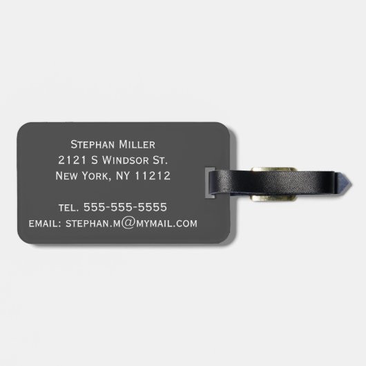 Eenvoudig modern zwart-wit monogram bagagelabel (Achterkant horizontaal)