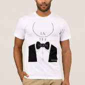 Eenvoudig modern zwart-wit monogram bruidegom vrij t-shirt (Voorkant)