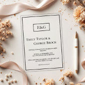 Eenvoudig modern zwart-wit monogram huwelijk acryl uitnodigingen