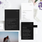 Eenvoudig modern zwart-wit monogram huwelijk RSVP kaartje