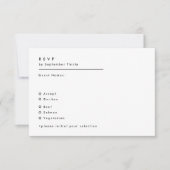 Eenvoudig modern zwart-wit monogram huwelijk RSVP kaartje (Voorkant)