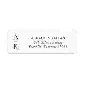 Eenvoudig Modern Zwart Wit Monogram Huwelijksadres Etiket (Voorkant)