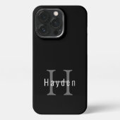 Eenvoudig modern zwart-wit monogram iPhone hoesje (Achterkant)