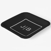 Eenvoudig modern zwart, wit monogram minimalistisc papieren bordje (Gebogen)