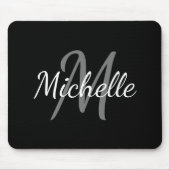 Eenvoudig modern zwart-wit monogram muismat (Voorkant)