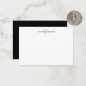 Eenvoudig modern zwart-wit monogram notitiekaartje (Voorkant / Achterkant in situ)
