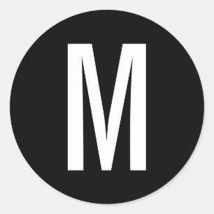 Eenvoudig modern zwart-wit monogram ronde sticker