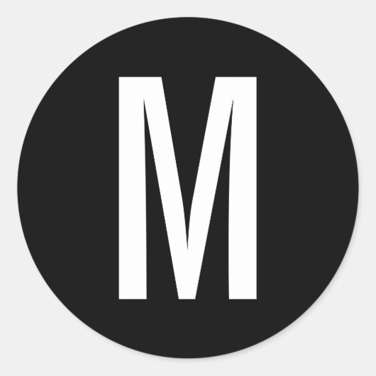 Eenvoudig modern zwart-wit monogram ronde sticker (Voorkant)