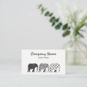 Eenvoudig Modern Zwart-wit Olifantenpatroon Visitekaartje (Staand voorkant)