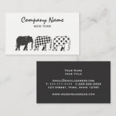 Eenvoudig Modern Zwart-wit Olifantenpatroon Visitekaartje (Voorkant / Achterkant)