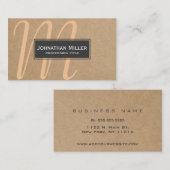 Eenvoudig modern zwart-wit op papiermonogram visitekaartje (Voorkant / Achterkant)