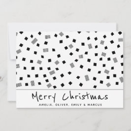 Eenvoudig modern zwart-wit patroon Prettig kerstfe Feestdagenkaart