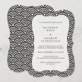 Eenvoudig modern zwart + wit patroonhuwelijk uitno kaart (Voorkant / Achterkant)