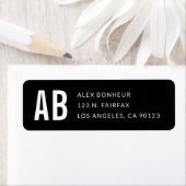 Eenvoudig modern zwart-wit retouradres etiket (Insitu)