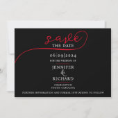 Eenvoudig Modern Zwart Wit Rood Script Foto Bruilo Save The Date (Voorkant)
