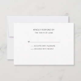Eenvoudig modern zwart-wit RSVP kaartje