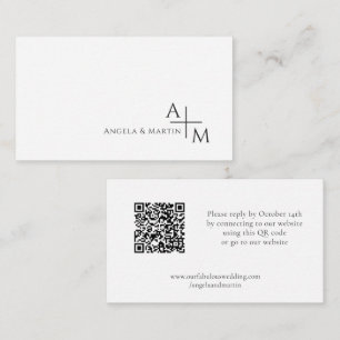 Eenvoudig Modern Zwart Wit RSVP QR Code Informatiekaartje