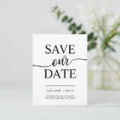 Eenvoudig Modern Zwart Wit SAVE ONS DATE hart Save The Date (Staand voorkant)