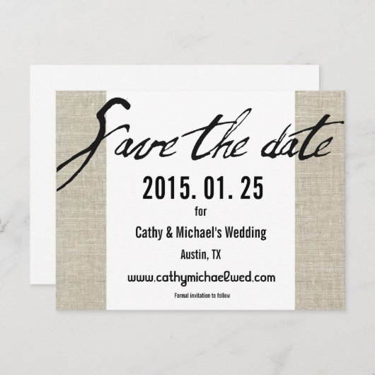 Eenvoudig Modern Zwart-Wit Save The Date Aankondigingskaart (Voorkant / Achterkant)