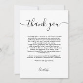 Eenvoudig modern Zwart-wit script afstuderen Bedankkaart (Voorkant)