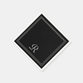 Eenvoudig Modern Zwart & Wit Streep Monogram Party Servet (Hoek)
