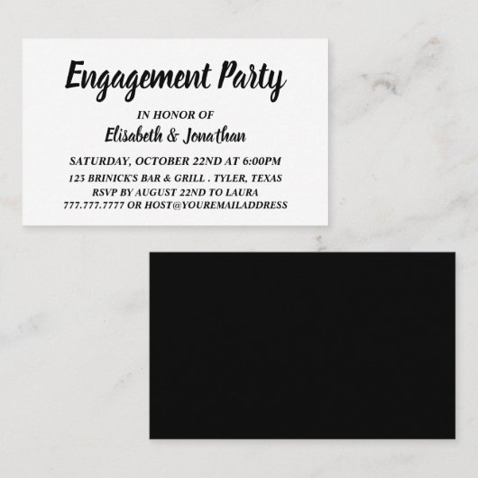 Eenvoudig/modern, zwart/wit Ticket van de Engageme (Voorkant / Achterkant)