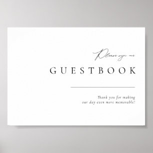 Eenvoudig Modern Zwart & Wit Trouwgastboek Bord Poster